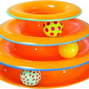 Catstages Tower of Tracks Interactive 3-Tier Cat Track Toy with Spinning Balls, Orange