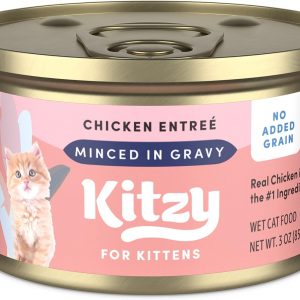 Kitzy Wet Cat Food, Chicken cuts in Gravy, Grain Free (Kitten), 3 ounce (Pack of 24)