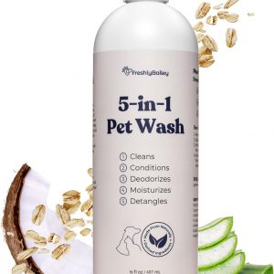 Dog and Cat Shampoo and Conditioner for Dogs and Cats – Best 5 in 1 Fresh Pet Wash – Natural Ingredients Perfect for Sensitive Skin – Cleans, Conditions, Detangles, and Moisturizes – 16OZ
